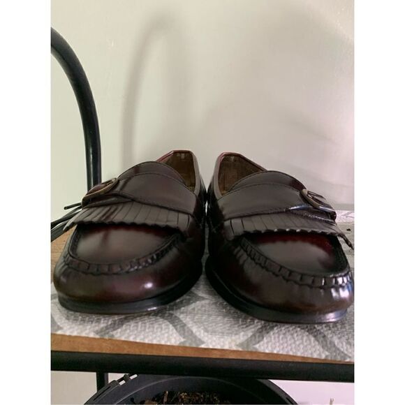 Cole Haan VTG Loafer Leather Burgundy Kilted Fringe Buckle Men’s Size 7.5 D 4959 - Picture 7 of 9